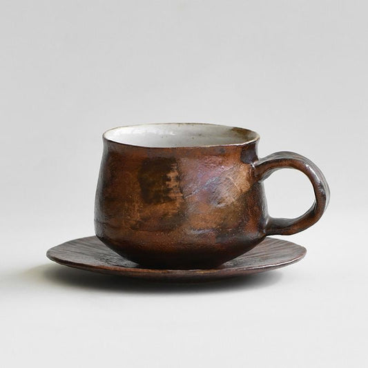 Ceramic Mug with Saucer,Make-up clay mug set,tea cup with saucer, expresso mug set ,5oz Latte Mug set,Mug with handle,Coffee Lover Gift