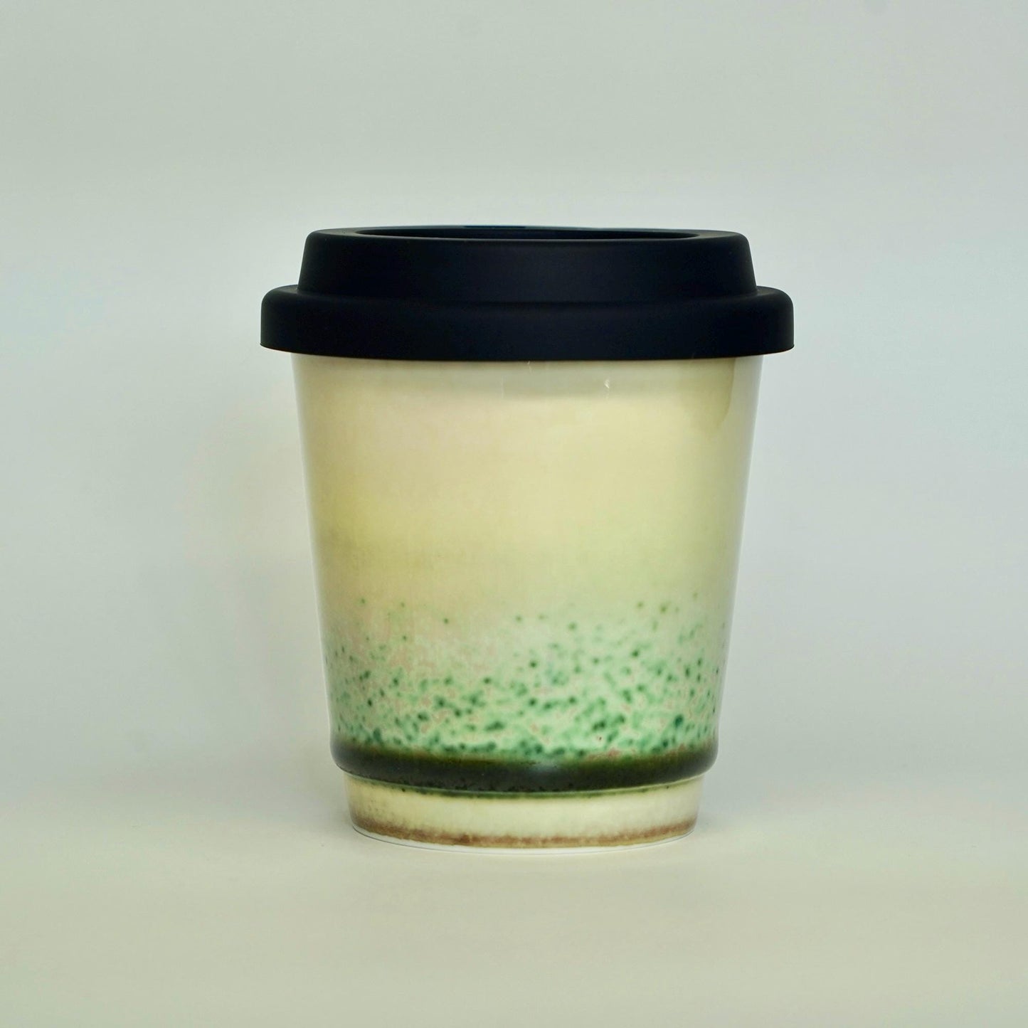 Kiln Change Ceramic Travel Mug With Silicone Lid,Green Meadow Travel Mug,pottery travel mug,Reusable Pottery To Go Coffee Mug,take away mug
