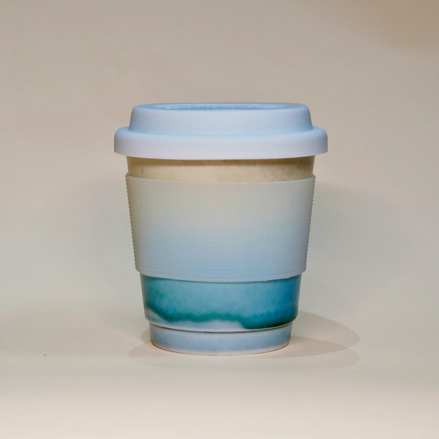 Ceramic Travel Mug with Lid,heat band,Sea Beach Pottery Travel mug,Reusable Pottery To Go Coffee Mug,eco travel Mug,take away mug,keep mug