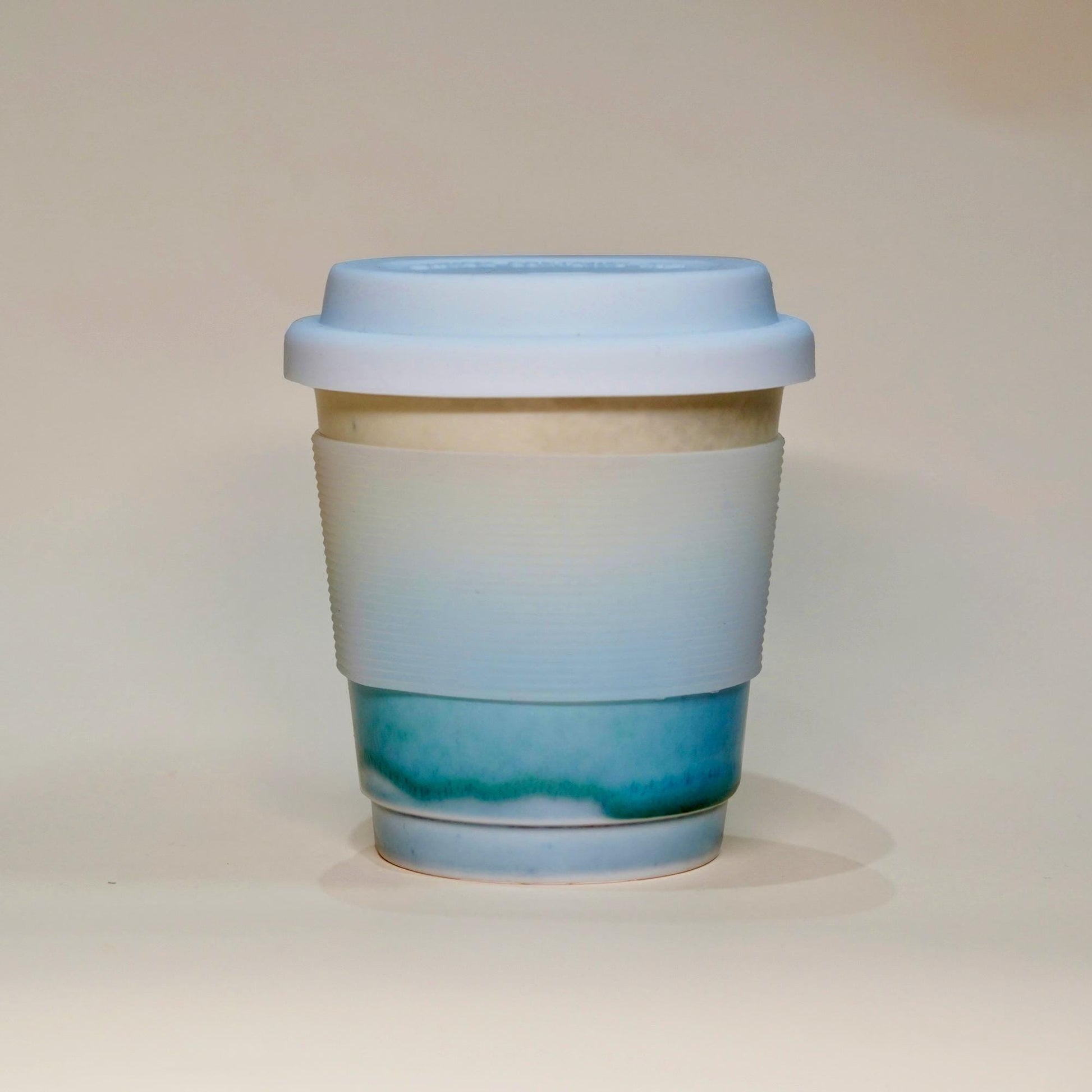 Ceramic Travel Mug with Lid,heat band,Sea Beach Pottery Travel mug,Reusable Pottery To Go Coffee Mug,eco travel Mug,take away mug,keep mug