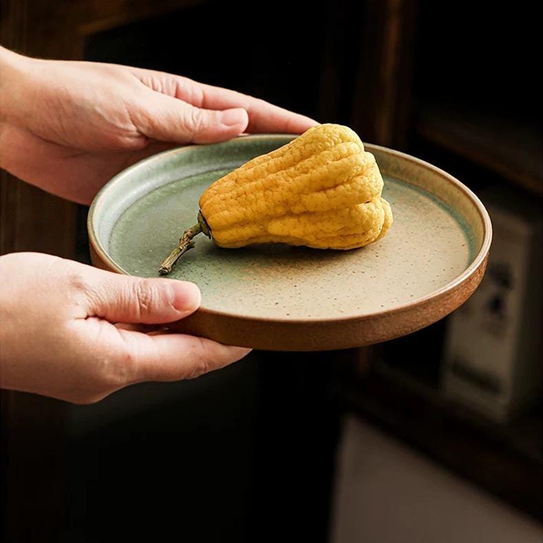 Pottery Dinner Plate,Sushi ceramic plate,Ceramic serving dish,Japanese ceramic dinnerware set,Steak Plate,pink ceramic set,Tableware setting