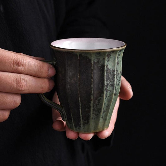 10oz Handmade pottery Mug with handle,Pottery Coffee Mug with Handle,black Stoneware Mug,ceramic rustic mug,couple mug set,Coffee Lover Gift