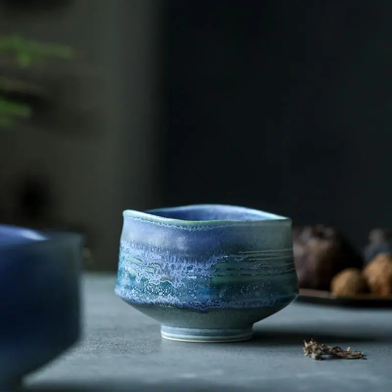 Blue Ceramic Matcha Bowl Set with Spout,Bamboo Whisk and Chasen Holder,matcha tea kit,matcha set,Organic mixing bowl ,400ml serving bowl