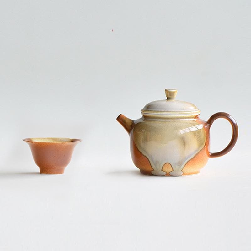 Ceramic teapot with cup set,One TeaPot and three cups,Kungfu Teaset,pottery teaware gift,brown teapot,tea gift for mom,Teapot for Tea Lovers