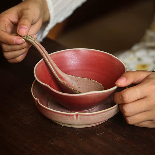 Set of 3 tableware set,Ceramic dinnerware set,asian serving dish set,Ramen Bowl,ceramic Spoon,Organic Edge Dinner dish set,Tableware setting