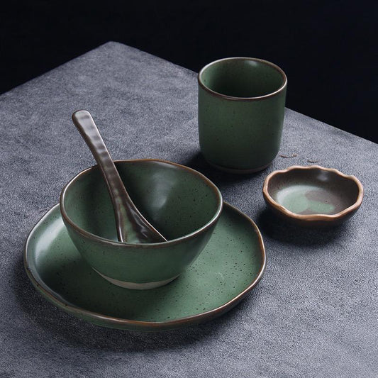 Handmade dinnerware, Organic Dinner tableware, Set of 5 Ceramic dish,Japanese Dinner set, Ceramic plate set, Set of plates,bowls,mugs,spoons
