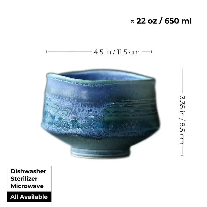 Blue Ceramic Matcha Bowl Set with Spout,Bamboo Whisk and Chasen Holder,matcha tea kit,matcha set,Organic mixing bowl ,400ml serving bowl