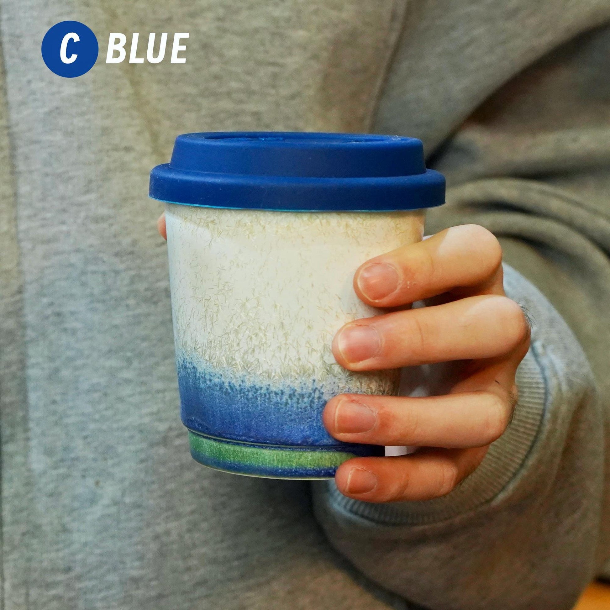 Ceramic Travel Mug with Lid,heat band,Blue Pottery Travel Cup,Pottery Travel Mug,Reusable Coffee Mug,To Go Mug,take away mug,artwork for her