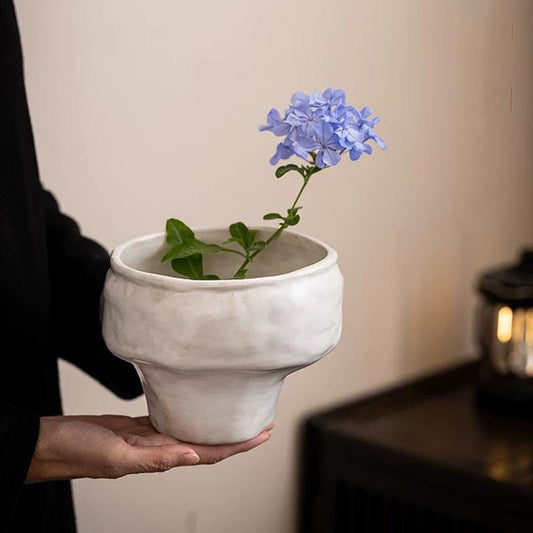 Retro Pottery vase, Miniature Pottery Vase for Mom,Dry flower vase,ceramic flower vase, Flower Pot,Decorative Vase,Minimalist White Vase