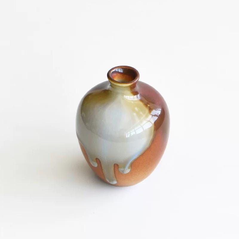 Small Pottery Vases,ceramic bud vase,clay flower vase,Dried flowers vase,Handmade Pot,Vintage Stoneware Jar,Minimalist jar Set,Wedding Decor