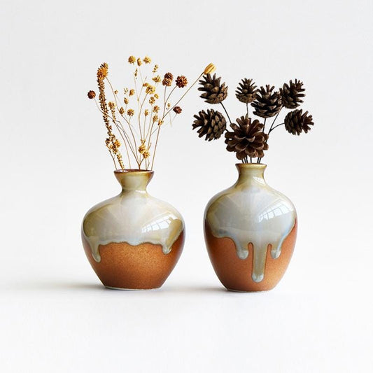 Small Pottery Vases,ceramic bud vase,clay flower vase,Dried flowers vase,Handmade Pot,Vintage Stoneware Jar,Minimalist jar Set,Wedding Decor