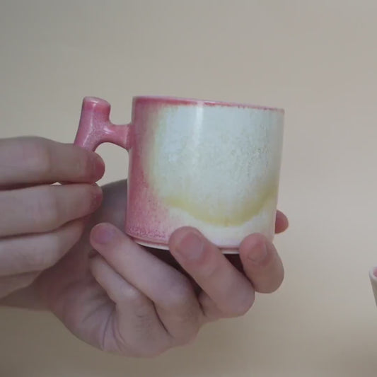 coffee Mug with handle, mini ceramic mug,set of 2 mug , Unique Coffee  Mugs for expresso shot,hot tea mug set,red floral mug, cappuccino cup